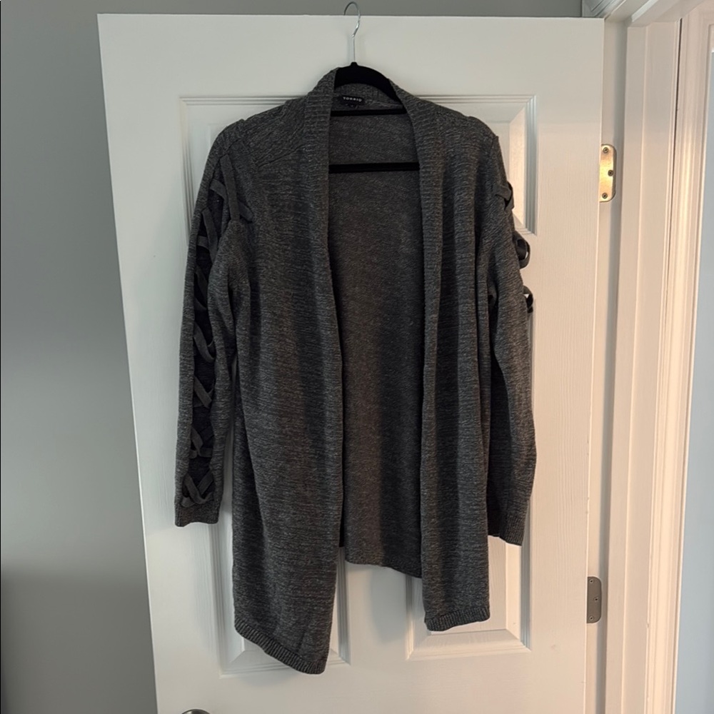 Torrid Gray Open-Front Knit Cardigan